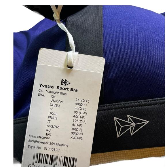 Yvette Sports Bra 40 (D-F),High Impact Crossback, Padded | Midnight Blue NWT - Picture 3 of 14
